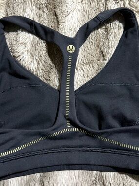 lululemon athletica Black Sports Bra with Lime Accent Logo